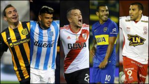 Emblemas de los cinco equipos argentinos que siguen en la Copa.