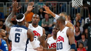 Tres de las figuras estadounidenses en Río: LeBron James, Bryant y Durant.