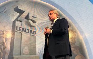 Alberto Fernández durante el acto del Día de la Lealtad Peronista
