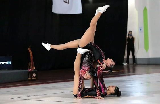 Valentina Ramos, Rocío Veliz y Catalina Juri, campeonas nacionales de gimnasia aeróbica