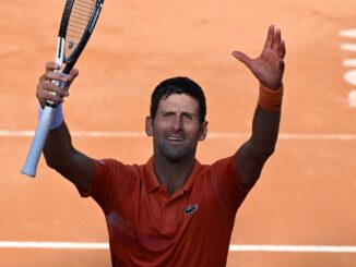 Djokovic en el final del partido ante Tsitsipas.