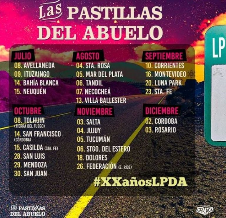 Imagen subida por la banda a sus redes sociales con sus fechas