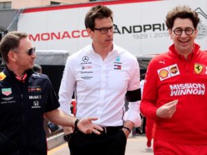 Christian Horner, Torger Christian Wolff y Mattia Binotto