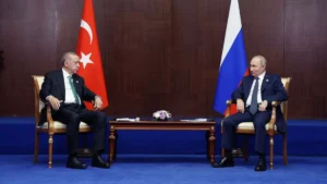 Erdogan y Putin durante la reunión 