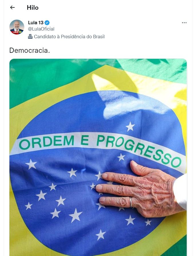 Tuit de Lula da Silva antes de confirmarse su vuelta a la presidencia