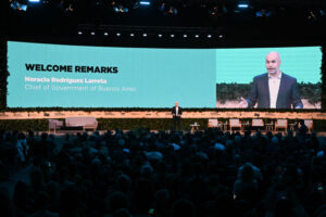 Horacio Rodriguez Larreta durante su discurso en el marco del C40.