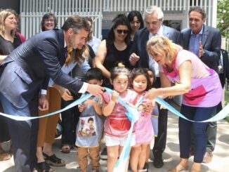 Alberto Fernández en la inauguración del CDI, Juana Azurduy en Pilar.