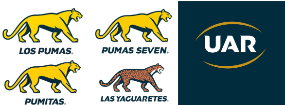 Logos de la Unión Argentina de Rugby, Pumas, Pumas Seven, Pumitas y Yaguareté.