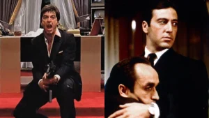 Al pacino en "Scareface" y "El padrino"