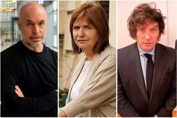 Larreta, Bullrich y Milei, los principales candidatos opositores.