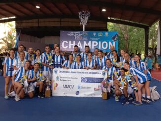 Las Selecciones nacionales tras consagrarse campeonas del Mundial de cestoball.