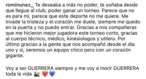 El alarmante mensaje que escribió Romina Núñez en su Instagram. 