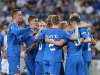 Islandia festejando el triunfo sobre Liechtenstein en marzo. (GETTY IMAGES)