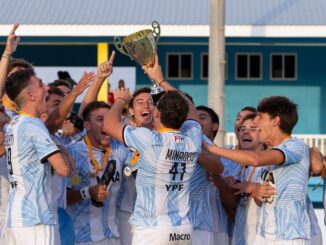 Leoncitos levantando la Copa Panamericana