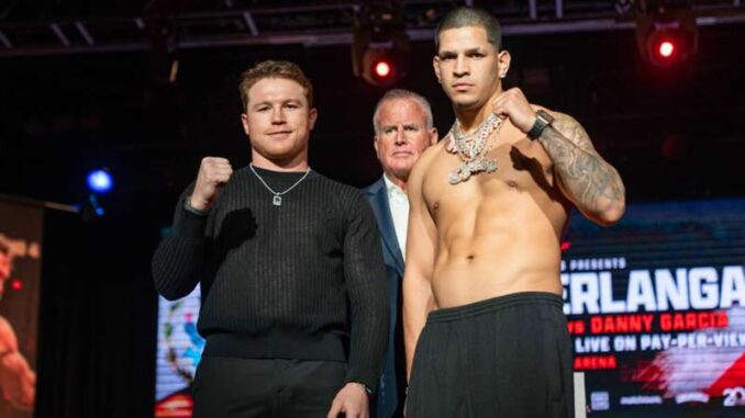 Canelo Álvarez y Edgar Berlanga se disputaran 3 títulos de la categoría peso supermediano (CMB,AMB,OMB)