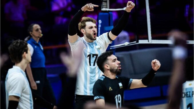 Luciano Vicentín festejando el triunfo ante Alemania