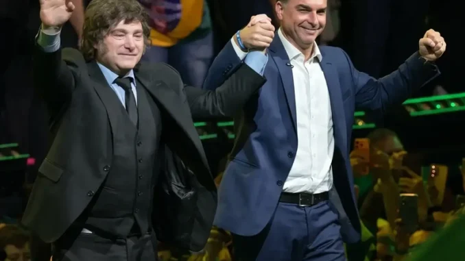 Milei celebró el resultado de Flávio Bolsonaro en Brasil y habló de una posible alianza